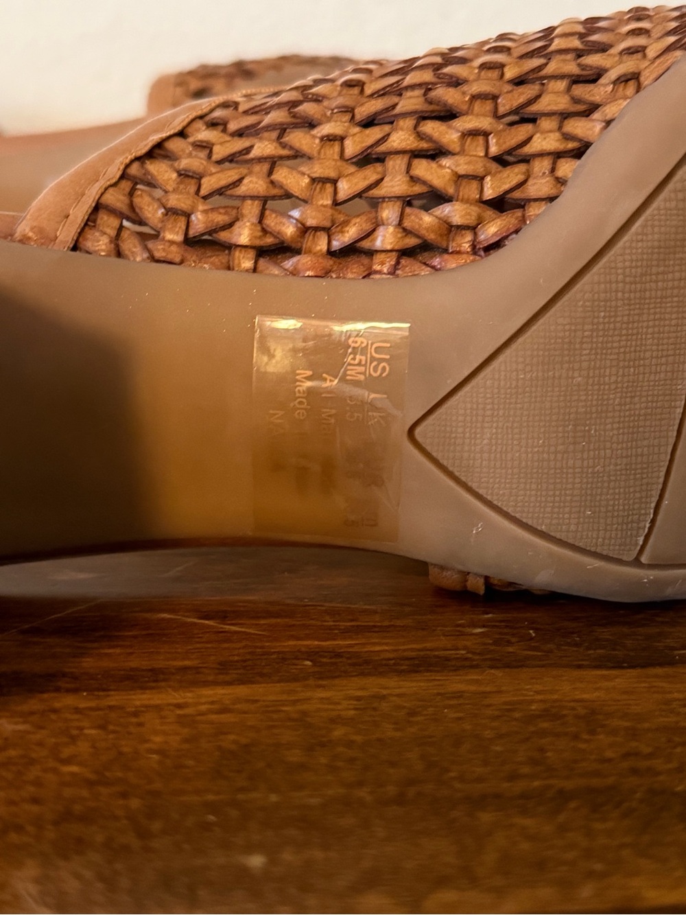 Franco Sarto Woven Leather Mules in Cognac Brown - Picture 9 of 10